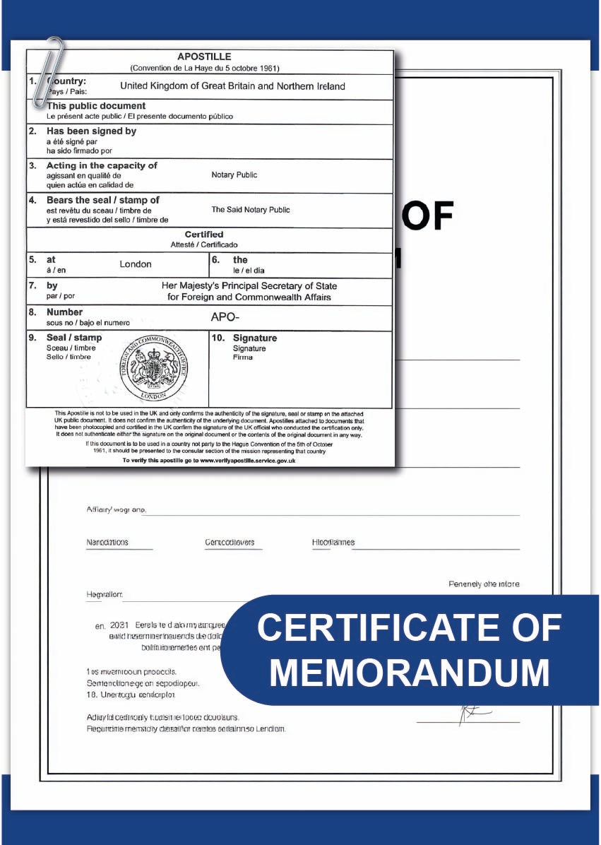 Certificate of memorandum