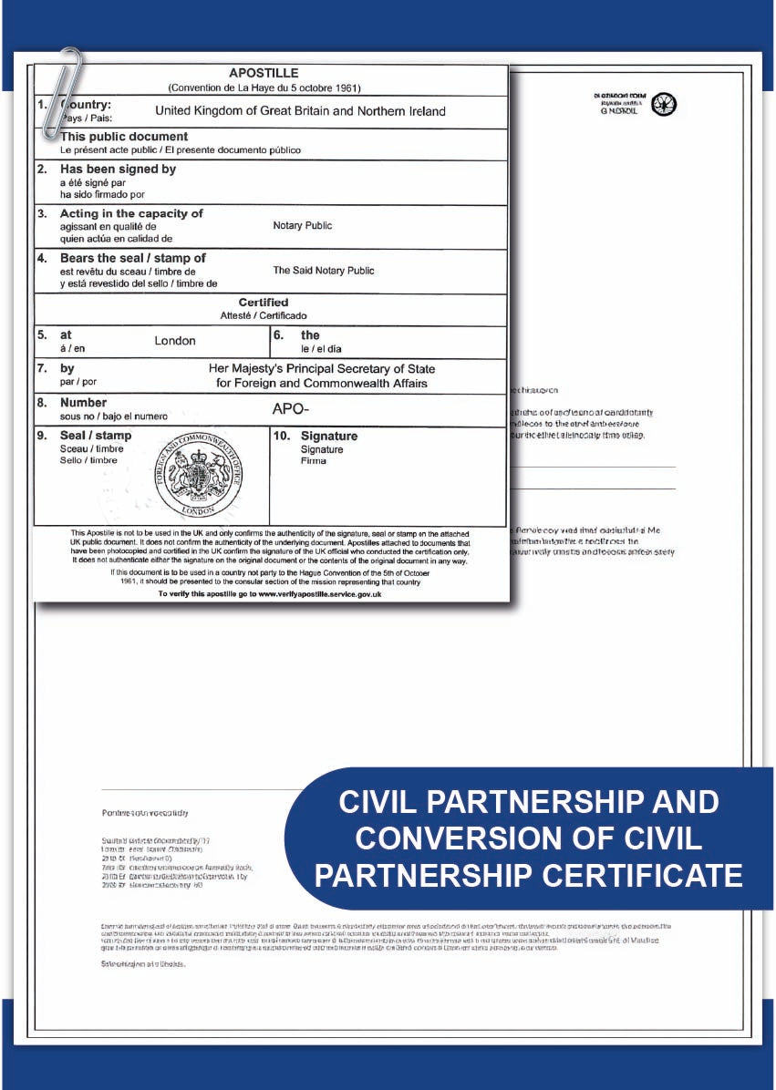 Civil Partnership and Conversion of Civil Partnership Certificate