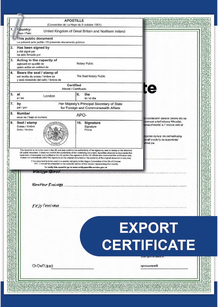 Export certificate