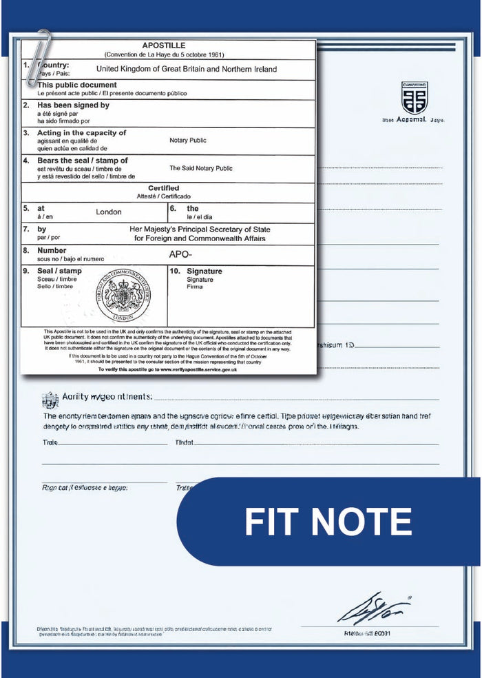 Fit Note Apostille | Medical Certificate Legalisation UK