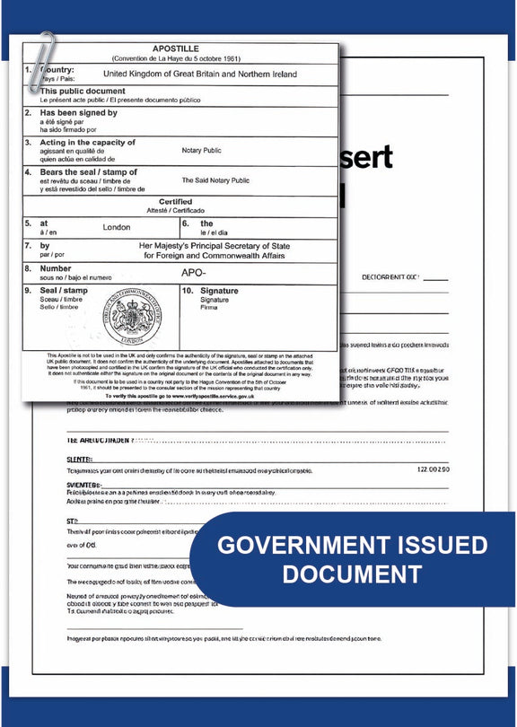 Government Document Apostille | Fast UK Legalisation