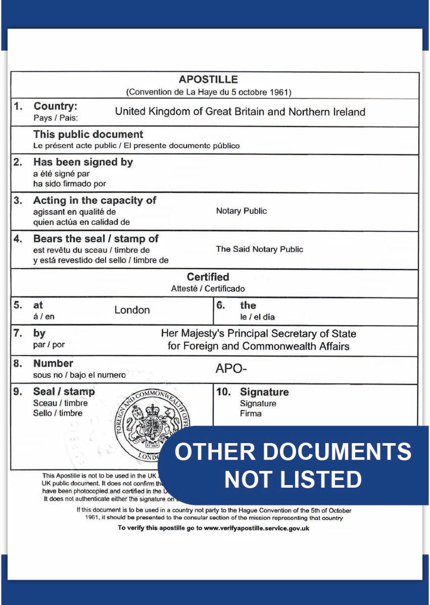 Other documents not listed
