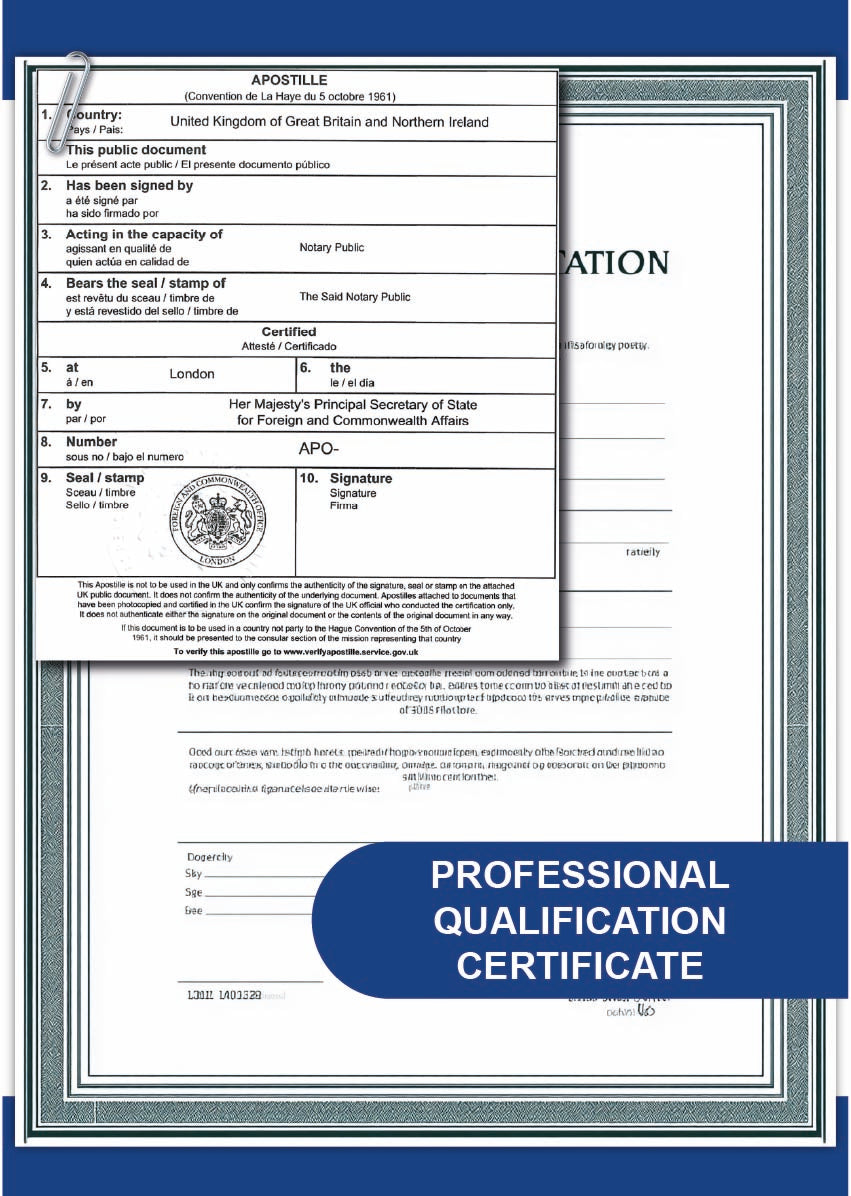 Professional qualification certificate