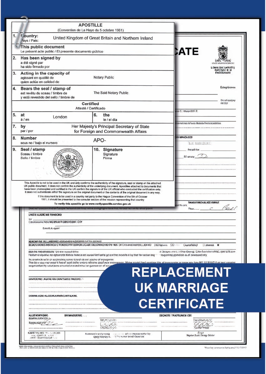 Replacement UK Marriage Certificate
