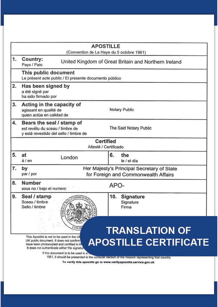 Translation of Apostille Certificate 1